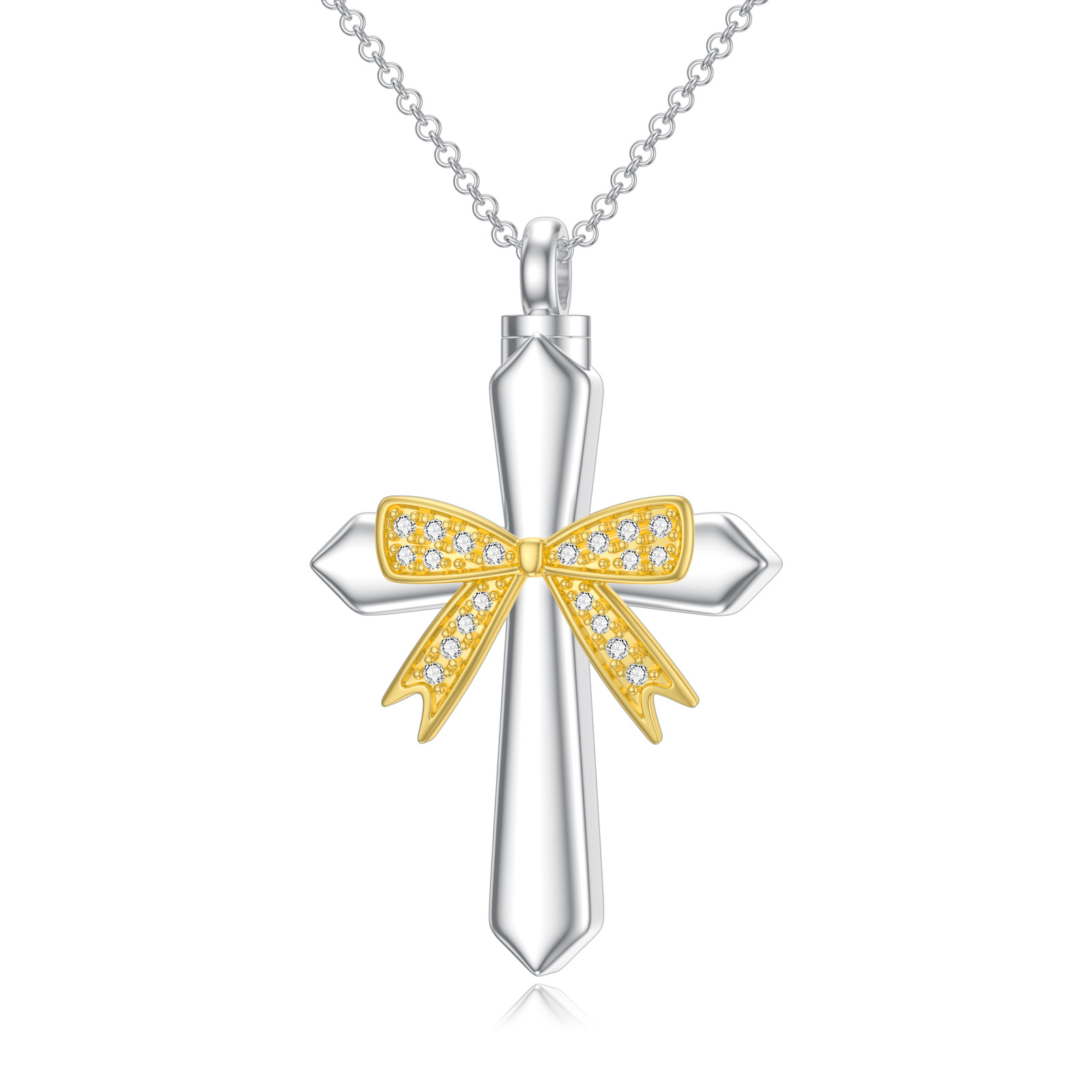 925 Sterling Silver Cross Urn Necklace for Ashes, Memorial Gift